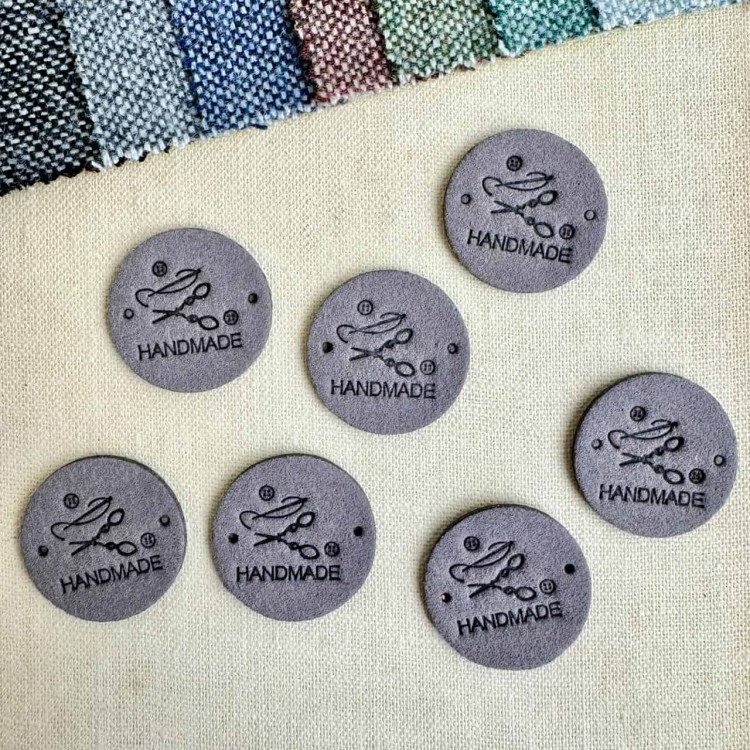 Бирка Hand Made из П/У кожи d25мм цвет Графит